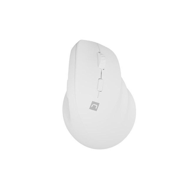 Мишка Natec, Crake 2, Wireless, 2400DPI, Bluetooth 5.2 + 2.4 GHz, Вертикален, Бял