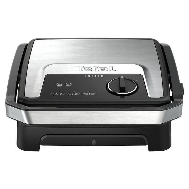 Барбекю Tefal, GC272D10, 2 в 1, 2000 W, Термостат с 3 настройки, Черен/Сребрист