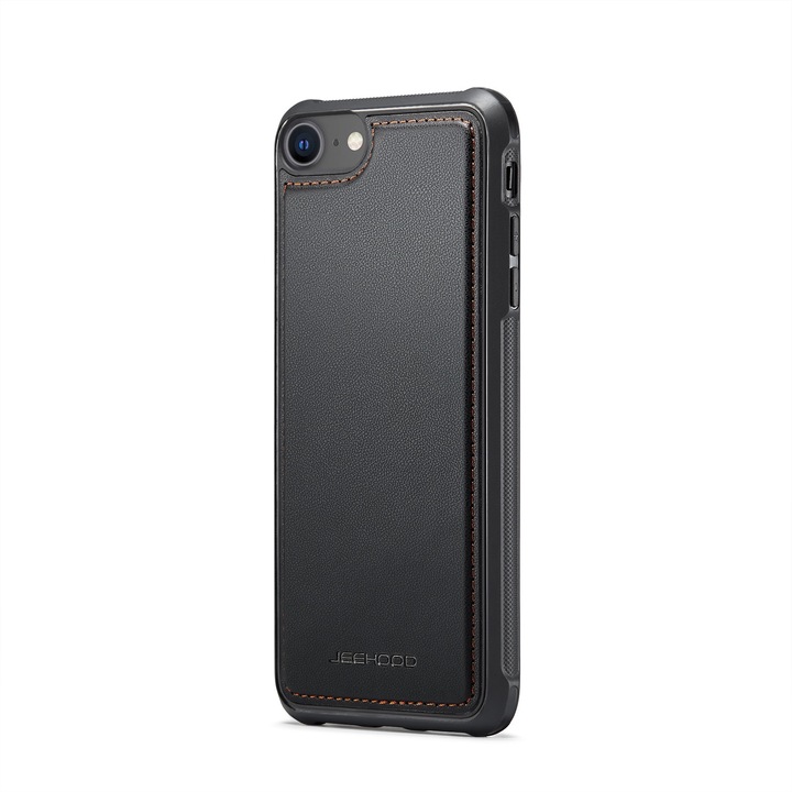 Калъф за iPhone SE 3 2022, SE 2 2020, iPhone 8, 7, CaseMe, мека текстурирана кожа с мек захват, заден капак, Черно