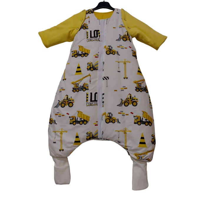 Sac de dormit bebelus cu picioare si maneci Bageri, vata din bumbac si silicon, 116 cm