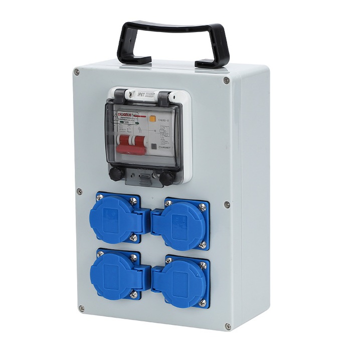 Cutie de distributie portabila IP65, 220V, impermeabila, 260x180x96mm, pentru aplicatii industriale
