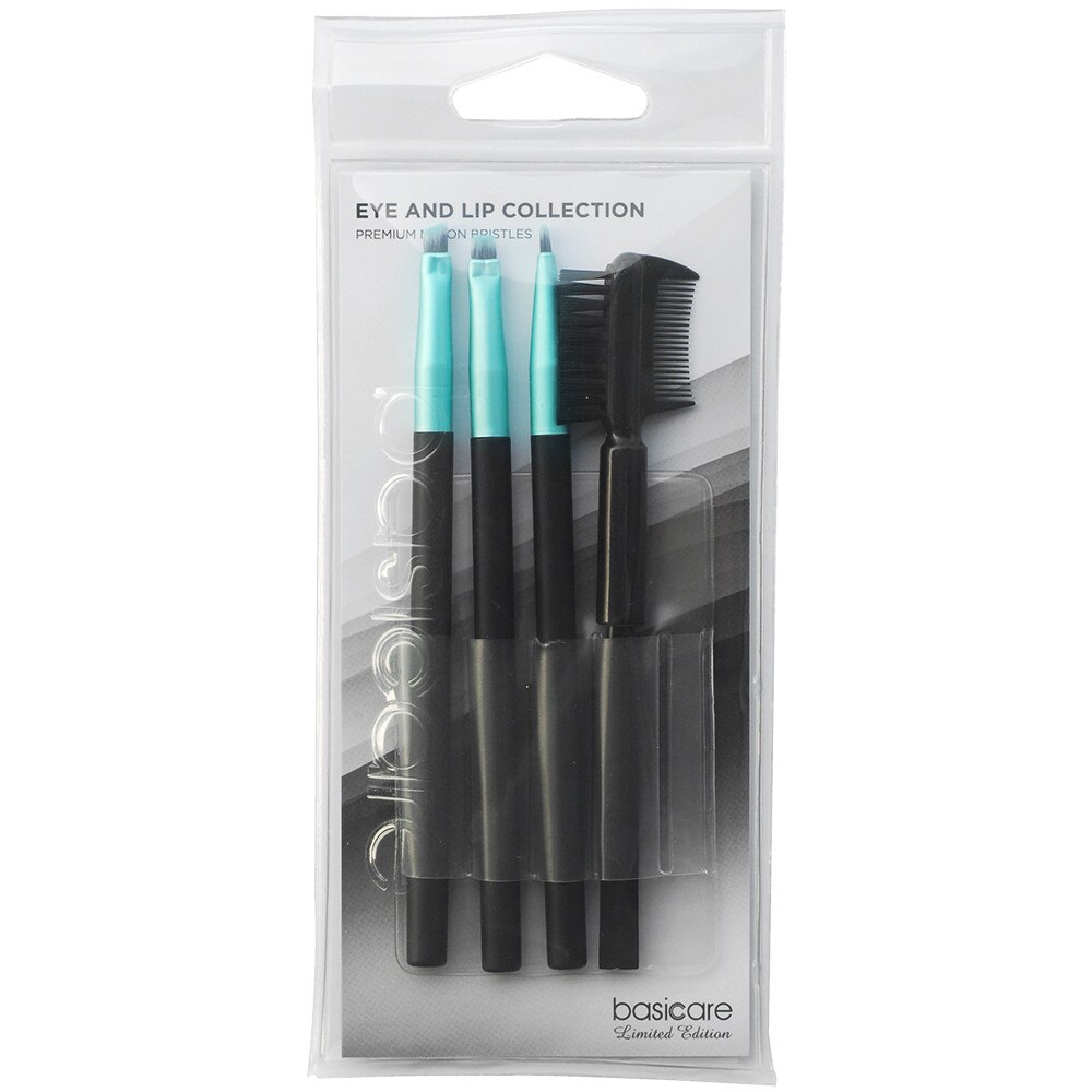 Set Pensule pentru buze si ochi, 5 bucati BASICARE Albastru