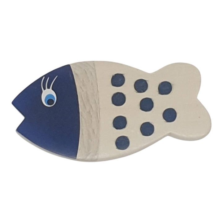 Gyerek szekrény fogantyú, gombos, Metafranc, pöttyös hal, fa