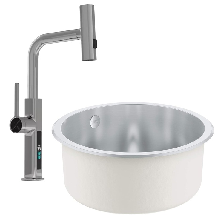 Комплект Мивка Grohe и Смесител 31720SD0+VS-0354, Сив металик