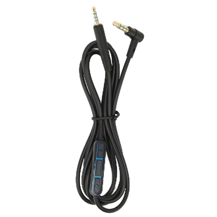 Jormftte csere audiokábel QC25 QC35 fejhallgatóhoz, 1,45 m, mikrofonnal és hangerőszabályzóval, fekete