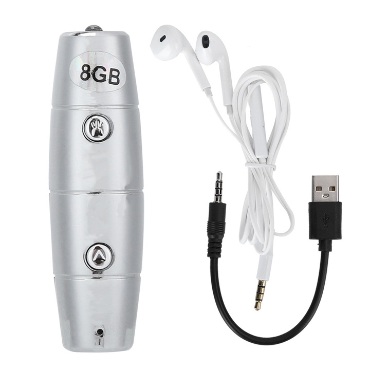 Bizaical D8 диктофон, 8GB, 18 часа запис, USB, MP3, черен