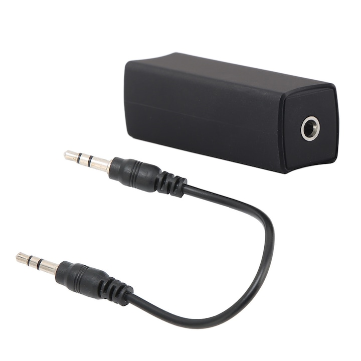 Izolator de zgomot Bizaical, filtru audio, negru, cablu audio de 3.5 mm
