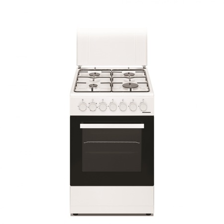 Aragaz Heinner HFSC-M60LITGC-WH, Mixt, 4 arzatoare, Plita cu aprindere electrica integrata, Grill, Convectie, Timer, Sertar inferior pentru vase, 60 cm, Alb