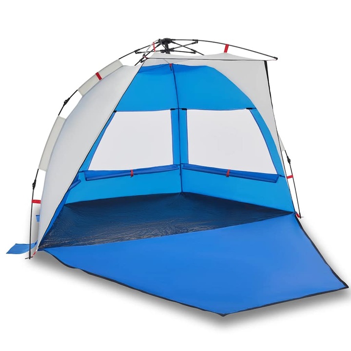 VidaXL 2 személyes azúrkék vízálló gyorskioldó strandsátor 224 x 138 x 142 cm 2.15 kg