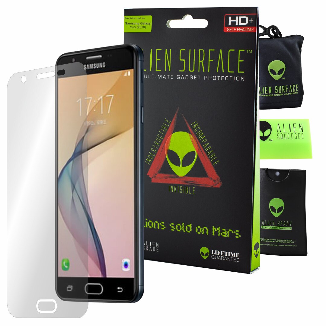 Folie Alien Surface HD, Samsung Galaxy On5 2016, protectie ecran + Alien Fiber cadou