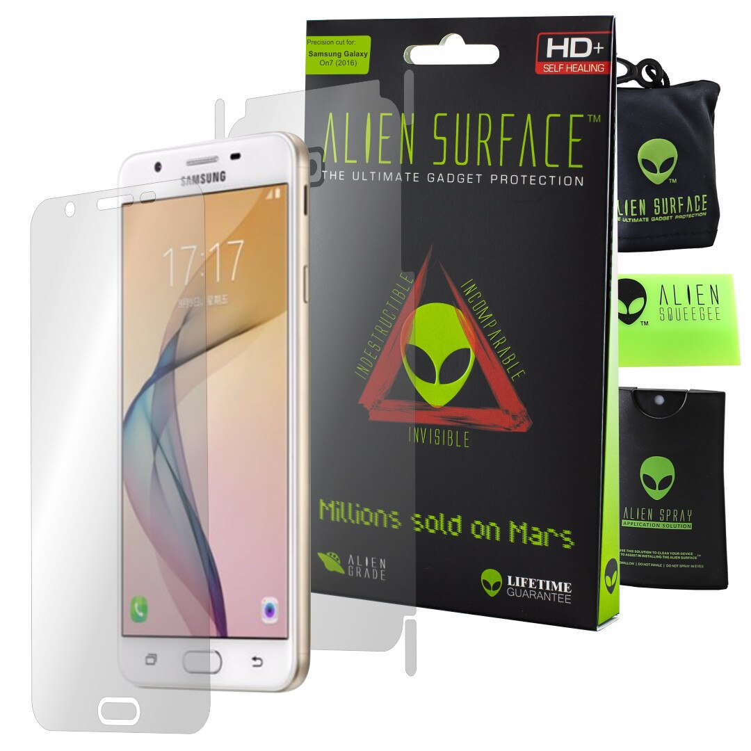 Folie Alien Surface HD, Samsung Galaxy On7 (2016), protectie ecran, spate, laterale + Alien Fiber Cadou