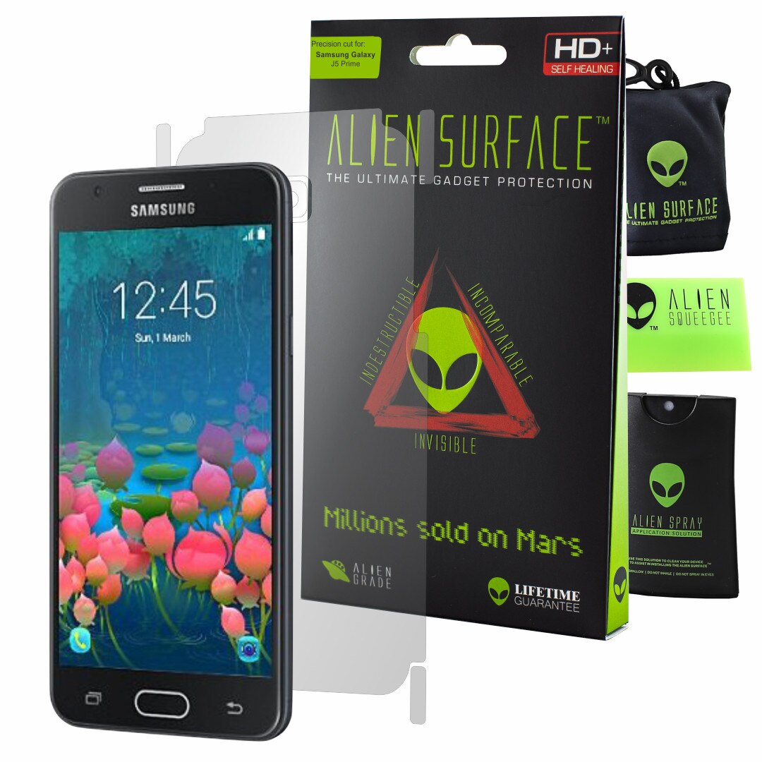 Folie Alien Surface HD, Samsung Galaxy J5 Prime, protectie spate, laterale + Alien Fiber cadou