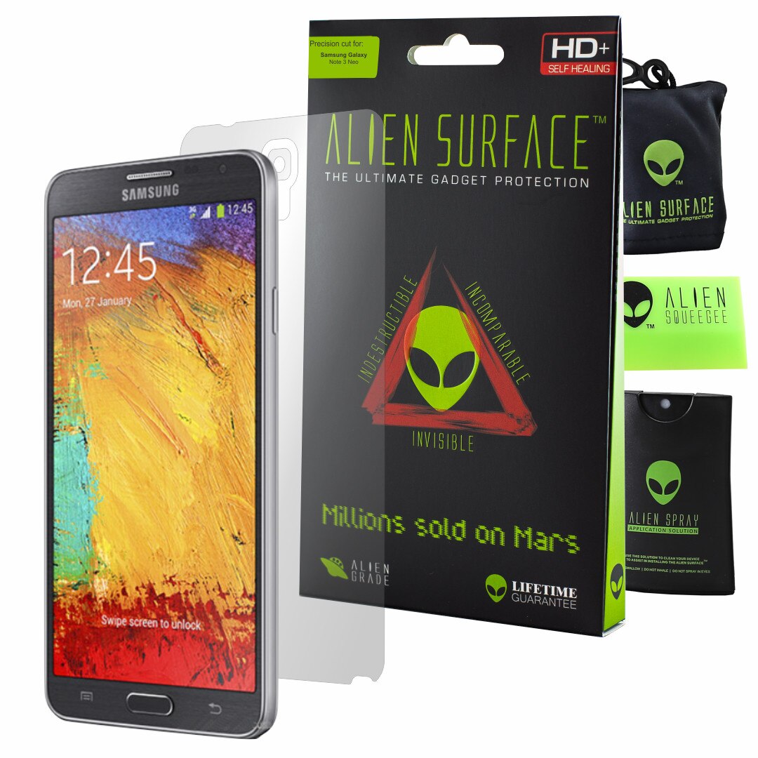 Folie Alien Surface HD, Samsung Galaxy Note 3 Neo, protectie spate + Alien Fiber cadou