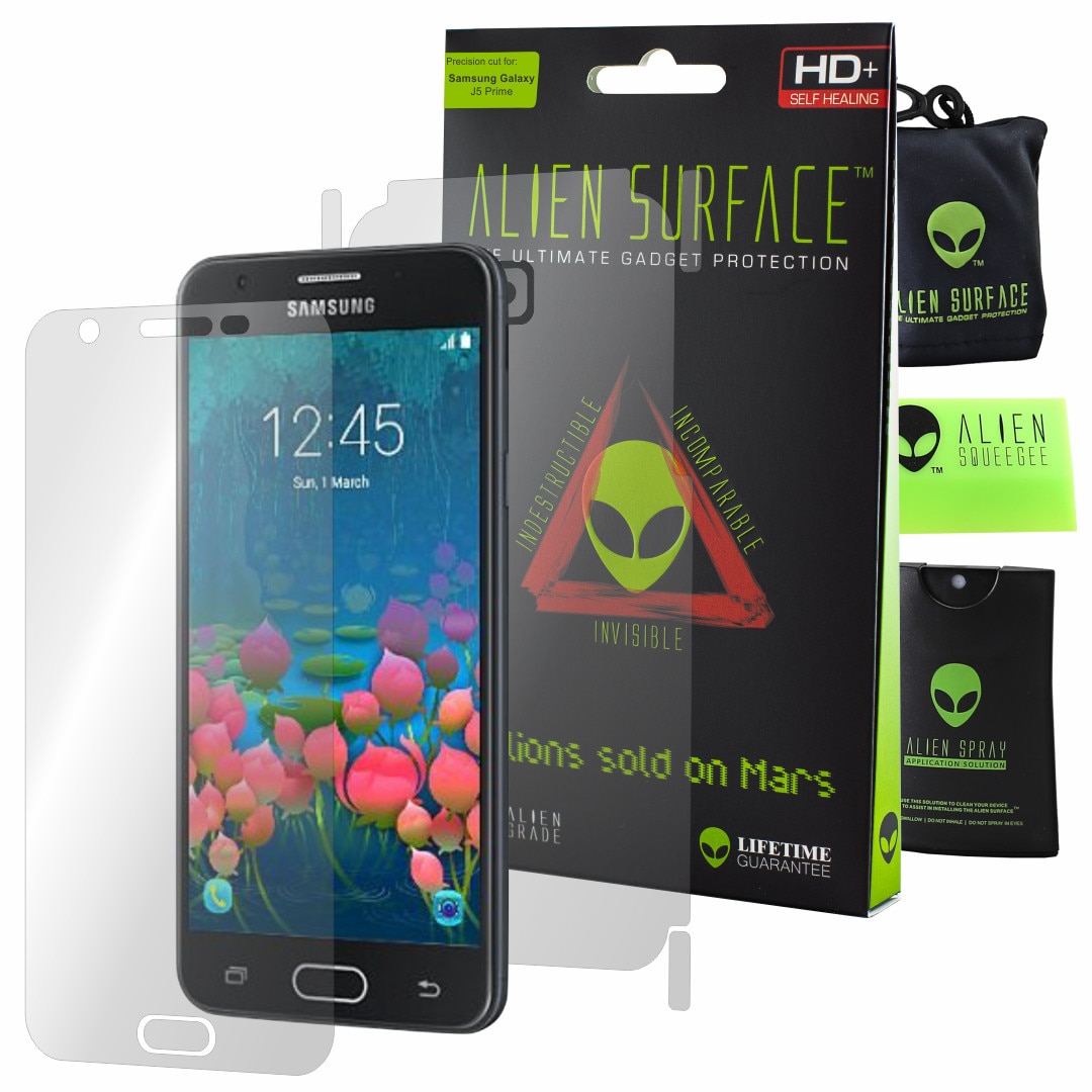 Folie Alien Surface HD, Samsung Galaxy J5 Prime, protectie ecran, spate, laterale + Alien Fiber Cadou