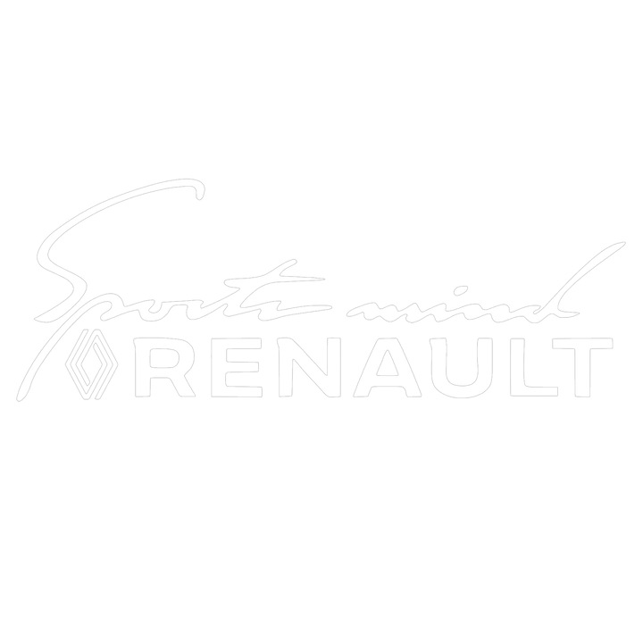 Sticker Auto Sports Mind Renault, Alb 20x 8 cm