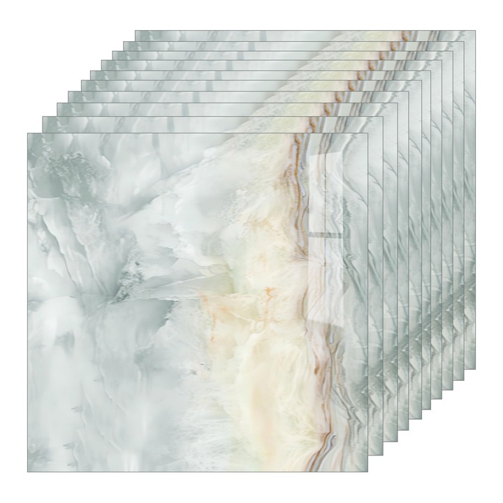 Set 30x Tapet Marmura Premium 3D Teno®, suprafata acoperire 10.8 mp, autoadeziv, waterproof, usor de montat, design modern, 60x60 cm, gri deschis