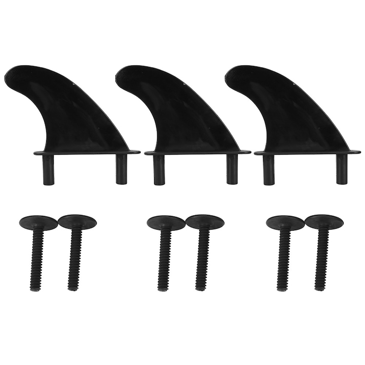 Комплект от 3 перки за сърф дъска, Enforose, пластмаса, 14.5x20x2.5см, черни