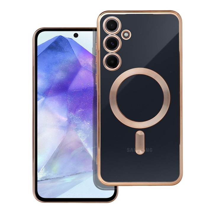 Husa pentru Samsung Galaxy A55, BestCase® Electro Mag Cover, Technologie MagSafe, Protectie Camera, Transparent Gold