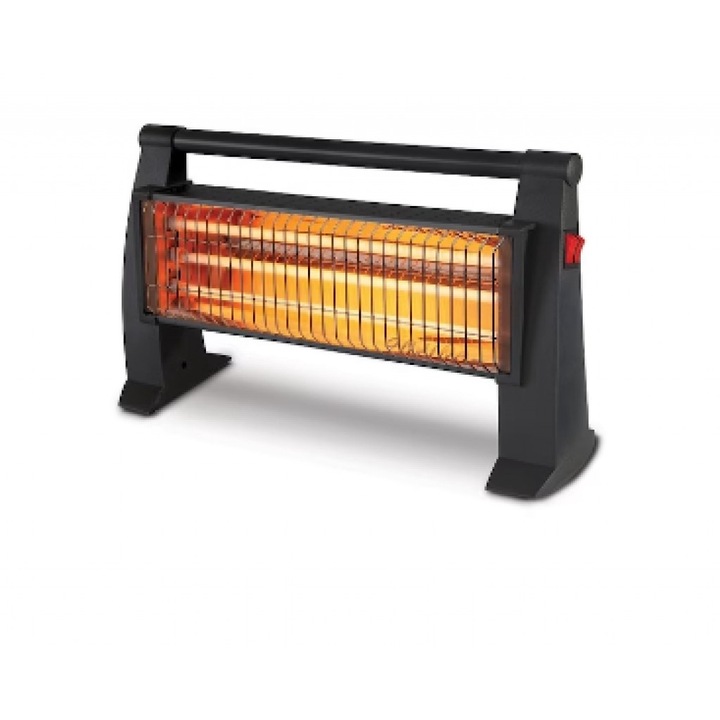 Печка за отопление, 3 тръби, Мощност: 1500W, Размер: 64 x 19 x 37 сантиметра, Цвят: Черен