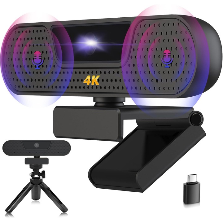 Уеб камера, VIZOLINK, 8MP, 4K резолюция, автофокус, 85° зрителен ъгъл, 4 микрофона, Plug & Play