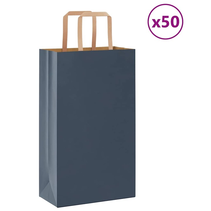 Set saci de hartie vidaXL, 50 buc, cu manere, Albastru 21x11x36 cm 4101911