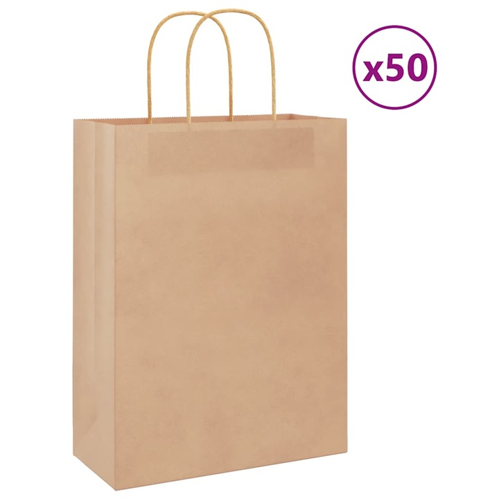 vidaXL 50 db barna papírzacskók fogantyúkkal 26x12x35 cm 4101576