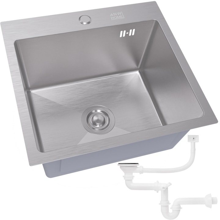 Кухненска мивка ANW HOME с един съд Inox 46x45, В комплекте Сифон