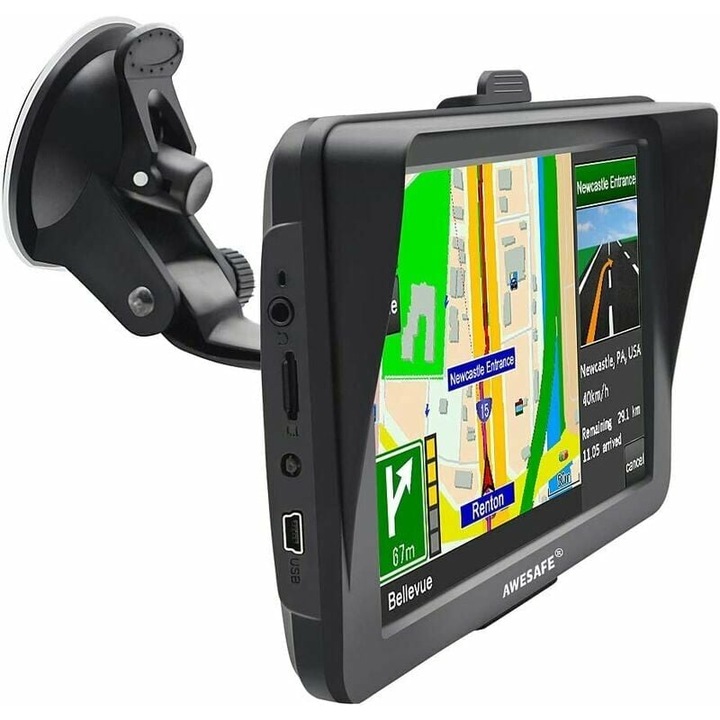 GPS navigációs rendszer, érintőképernyő, multimédiás funkciók, Európa térkép, teherautókhoz és személygépkocsikhoz, 7 hüvelykes
