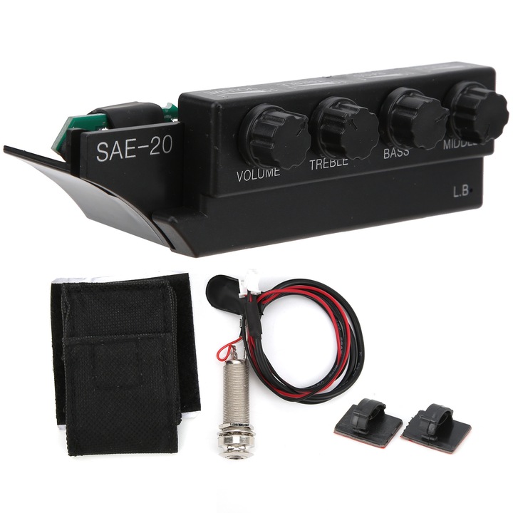 Pickup chitara Bizaical, negru, 9.8x3x3.2cm, set complet cu accesorii