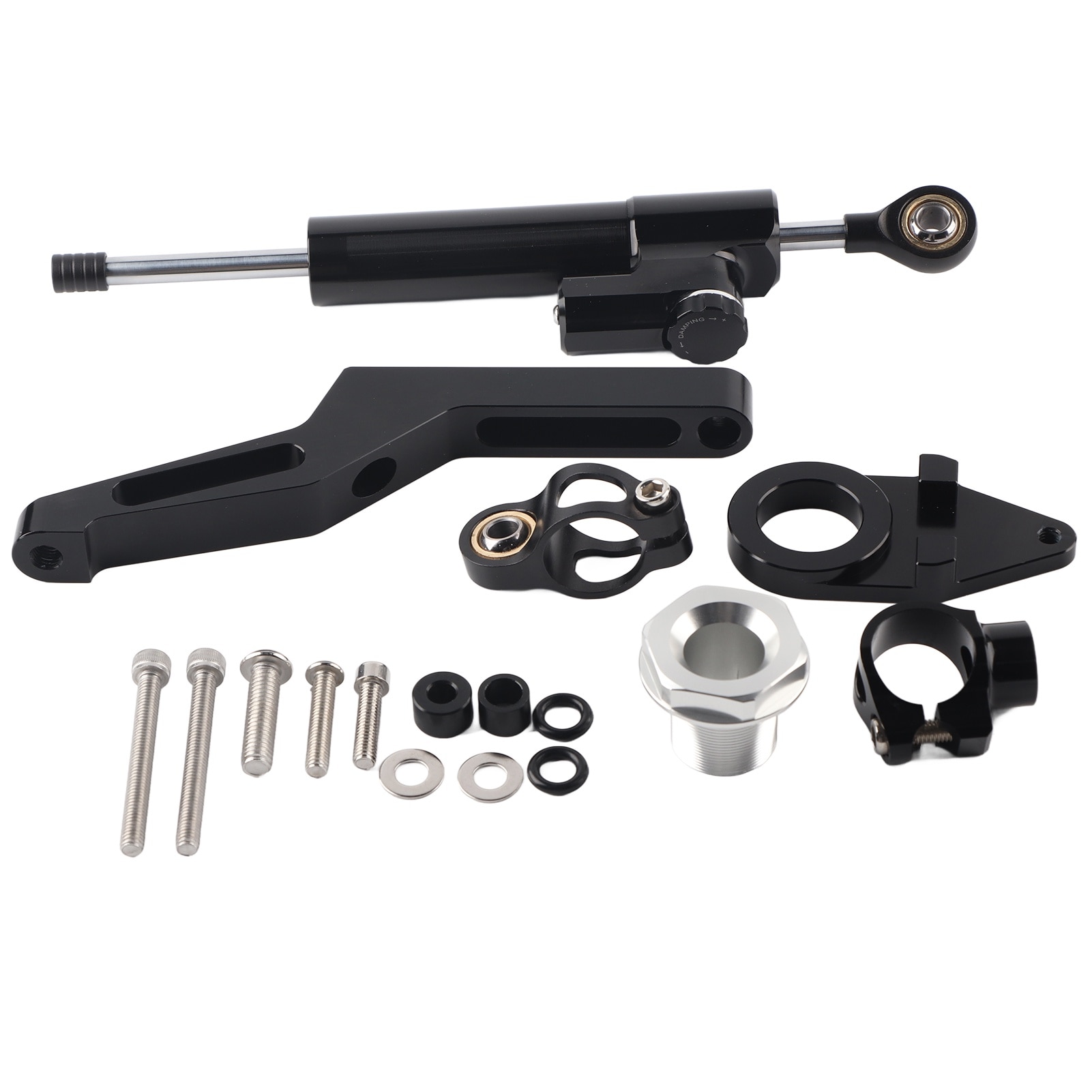 Amortizor directie motocicleta Bizaical, aluminiu 6063, negru, set