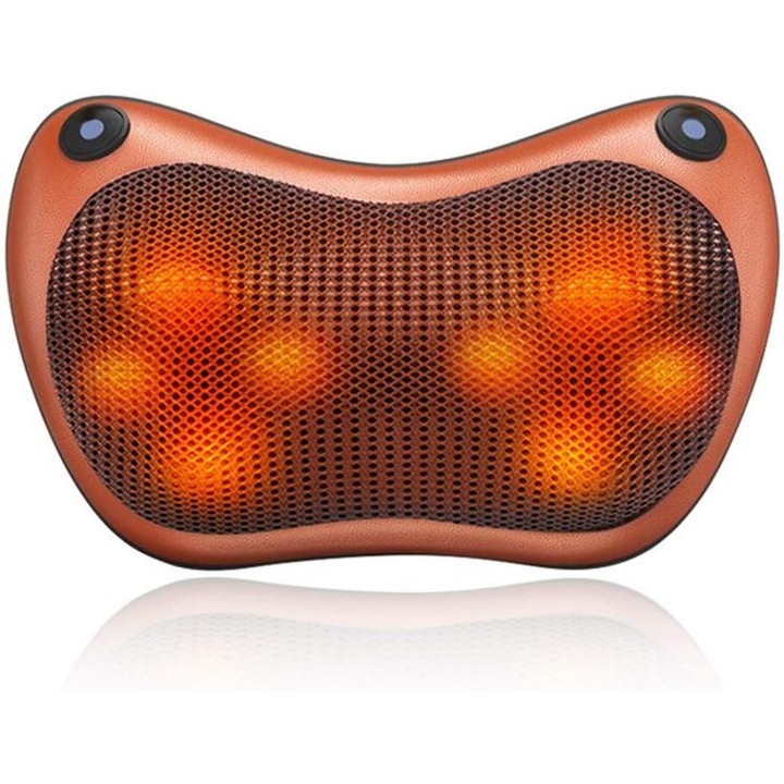 Perna de masaj 3D cu functie de caldura, aparat electric de masaj pentru gat, umeri si spate, rotativ, 8 capete pentru relaxare musculara (gri)