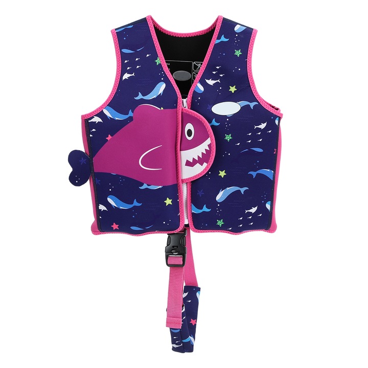 Детска спасителна жилетка с регулируема презрамка за водни спортове, многоцветна, S
