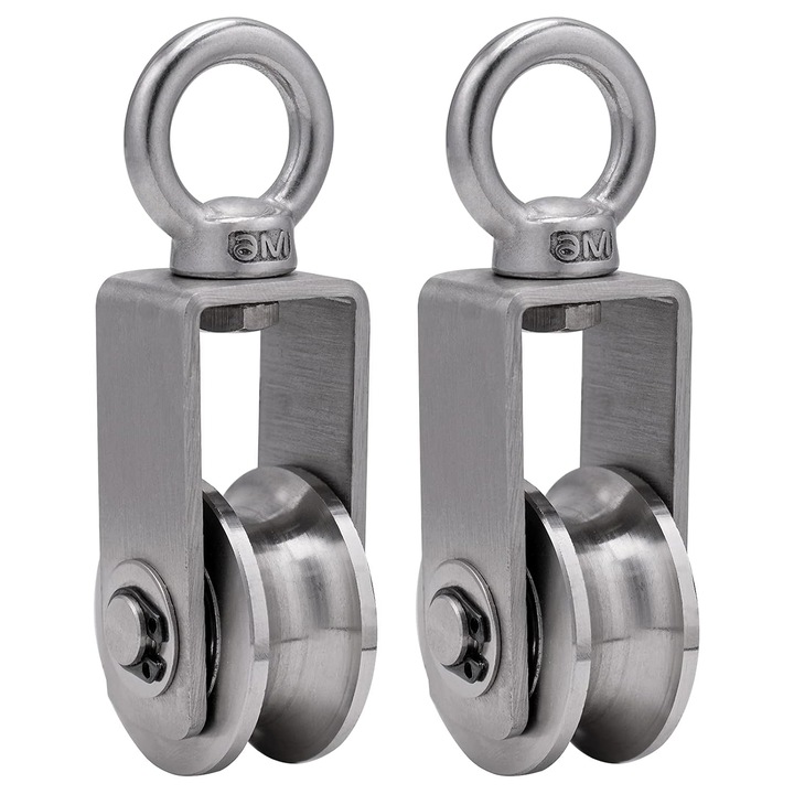 Pulley din otel inoxidabil, AMRINUGL, sistem duplex de rulmenti, rezistent la coroziune, 34mm