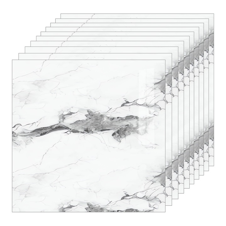 Set 20x Tapet Marmura Premium 3D Teno®, suprafata acoperire 7.2 mp, autoadeziv, waterproof, usor de montat, design modern, 60x60 cm, gri