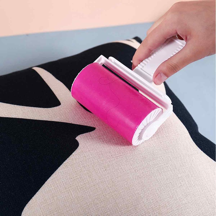 Rola de scame reutilizabila si lavabila, curatare ecologica, roz, versatila pentru textile, mobilier si imbracaminte