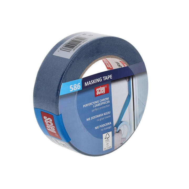 Banda adeziva Scley, rezistenta la UV, certificata FSC, albastru, 38mm x 50m