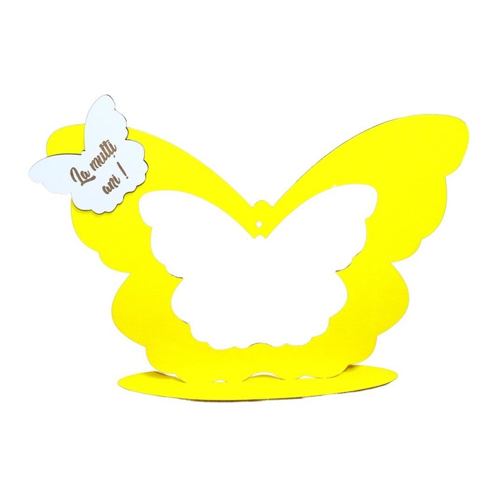 Suport Glob Floral tip Fluture, Blank, Lemn, Galben, 33x25cm, SPG002