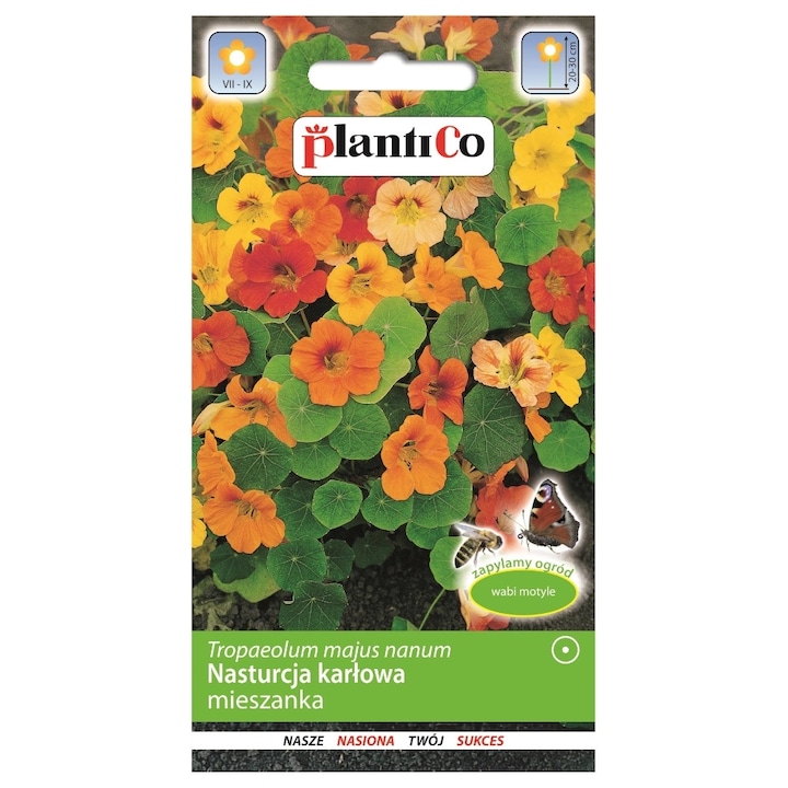 Seminte de gradina, Seminte Nasturtium, PlantiCo, 5 g, Portocaliu, calitate superioara, seminte premium, seminte de top