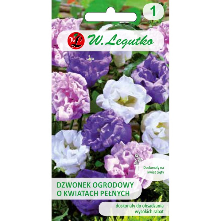 Seminte de gradina, Seminte flori, Legutko clopotel de gradina mixt, 0.1g, flori pline, alb, roz, albastru, violet, calitate superioara, seminte premium, seminte de top