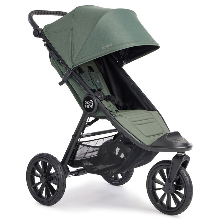 Carucior Baby Jogger City Elite 2, Briar Green, 22 kg, sistem de pliere rapida, roti mari