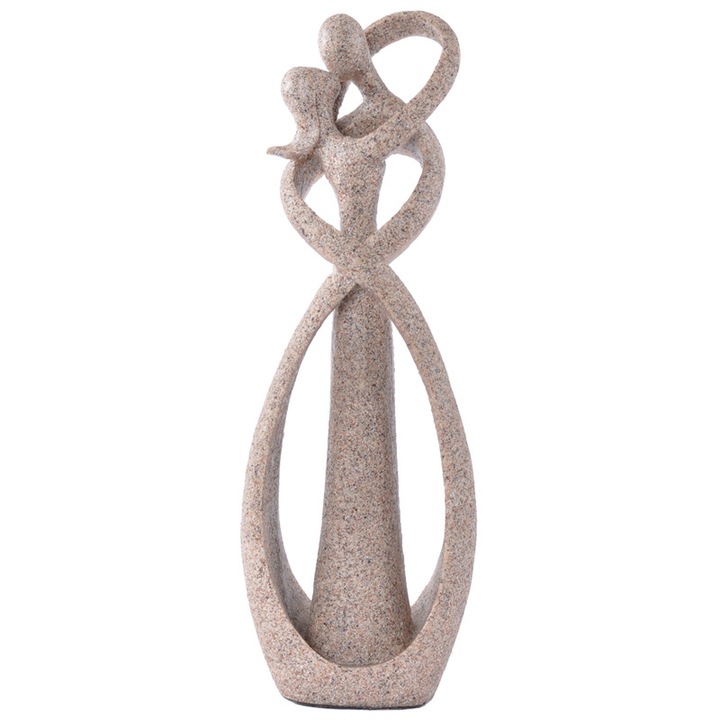 Statueta cuplu 23cm, din rasina, design abstract, 23x8x5cm, bej