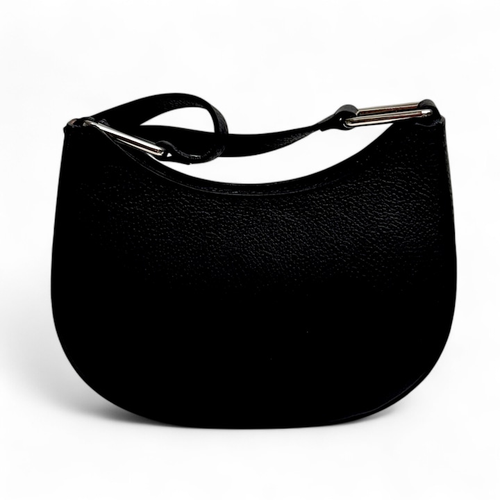 Geanta de mana Moranti, piele naturala, neagra, compartiment cu fermoar