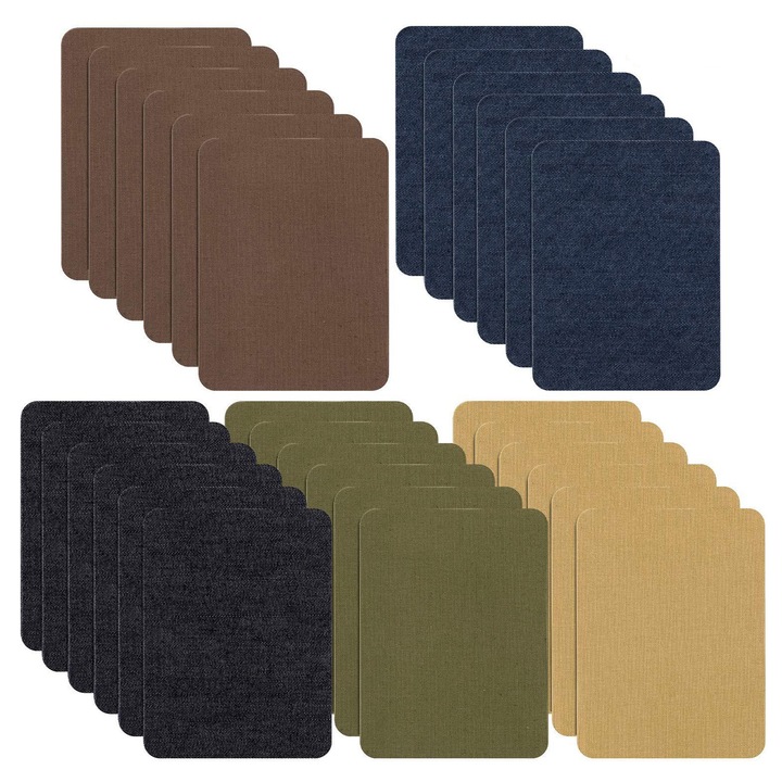 Set 30 petice termo, Axroad Mall, Patch-uri reparare pentru bumbac in interiorul blugilor si repararea imbracamintei, Modele de design DIY, Durabil si lavabil la masina, 12.5x9.5cm, Multicolor