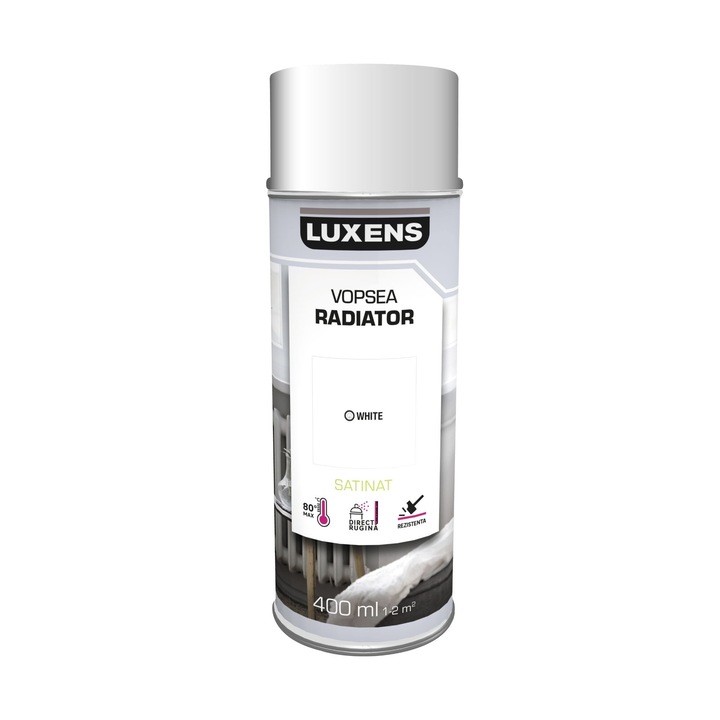 Vopsea spray Luxens, pentru radiator, alb 1, satinat, 400 ml