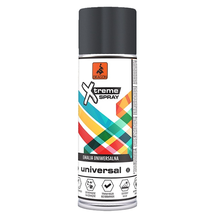 Sárkány spray festék, univerzális, fekete, fényes, 400 ml