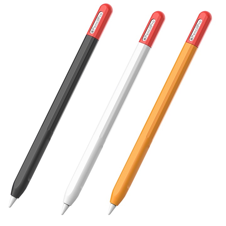 Set 3 huse din silicon pentru Apple Pencil Pro, Fudisenn®, protectie anti-cadere, multicolor, 168x10.5mm