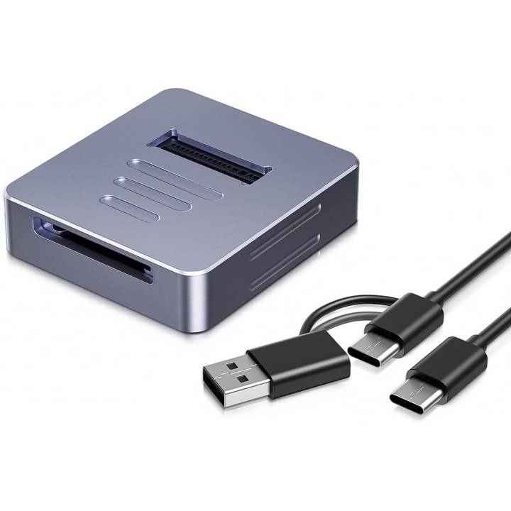 Адаптер за устройство M.2 Nvme/Sata SSD Pocket Usb/Usb-C 3.1, JENUOS®, plug and play, 10gbps скорост, съвместим SSD M.2 NGFF 2230/2242/2260/2280, сребрист
