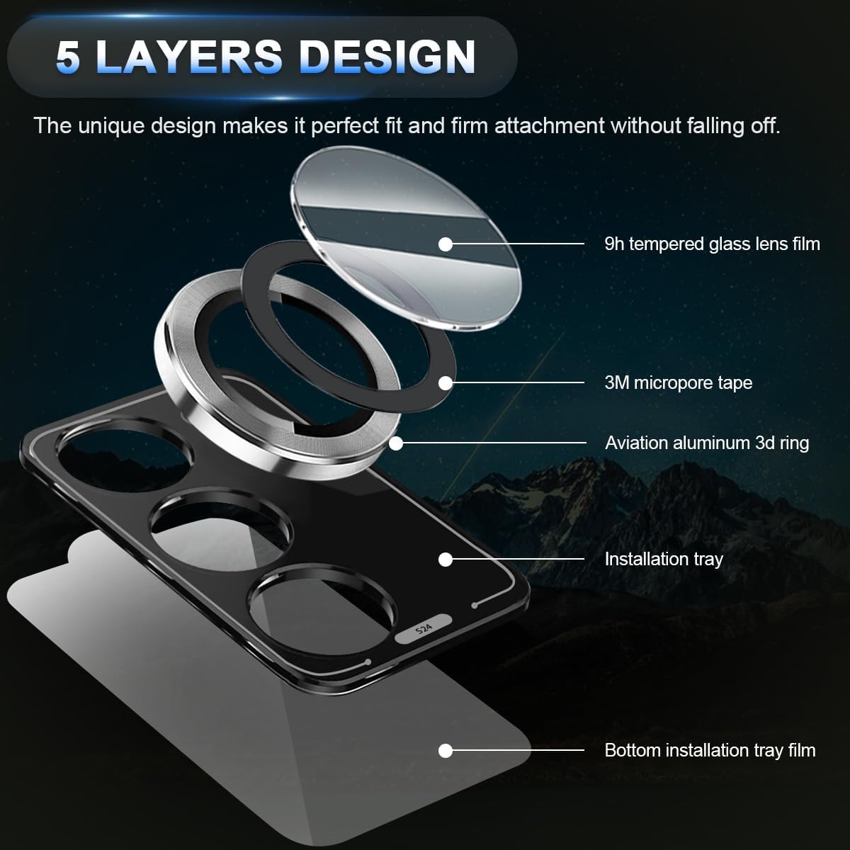 Protector pentru lentile pentru camera pentru Samsung Galaxy S23 FE, MDUG film de ecran al lentilei din aluminiu din aluminiu, capac de lentile protector de ecran, protectie pentru camere spate 9H, sticla temperata cu ghid de aliniere, argint