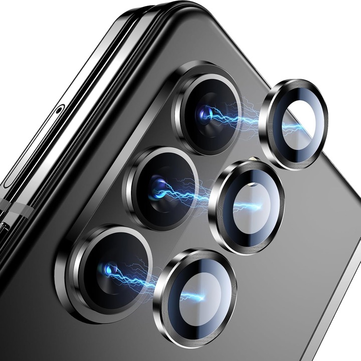 Протектор за обектив на камера за Samsung Galaxy Z Fold6, фолио за екрана на обектива на камерата MDUG от алуминиева сплав, протектор за екран на капака на обектива, 9H протектор за задна камера, закалено стъкло с водач за подравняване, сребро