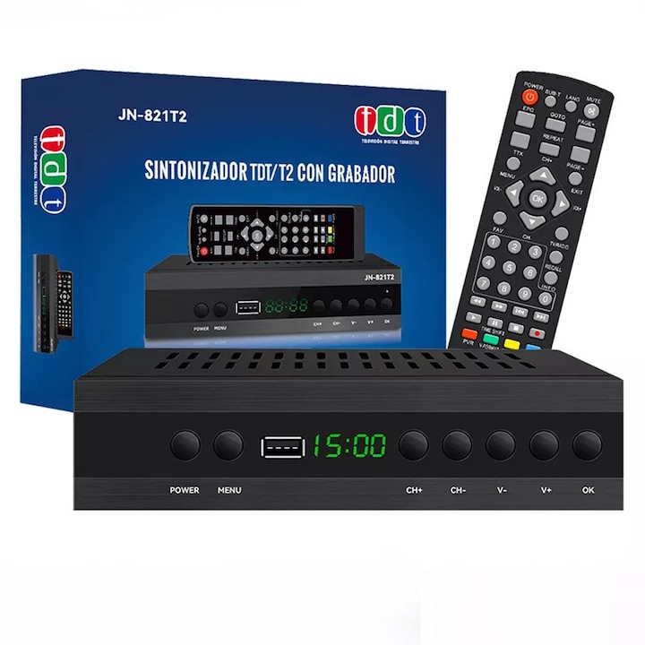 Tuner TV si Telecomanda, weirsuky®, HDMI, Ethernet, DVB-T2, HEVC, H.265, Full HD, Negru